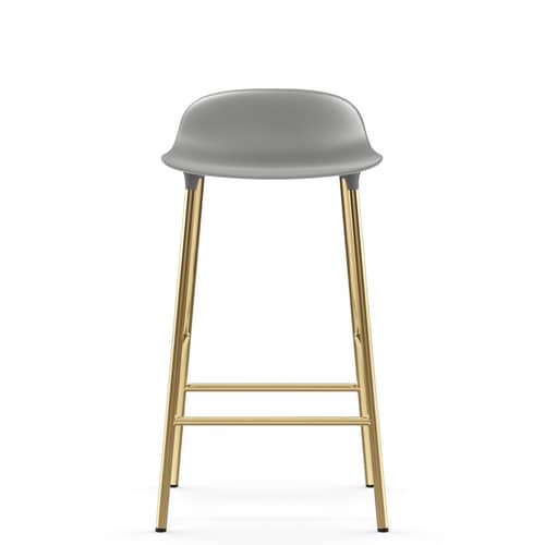 Tabouret de bar Form plastique gris / H 65 cm/ Modèle d\'exposition - Normann Copenhagen - Gris / Laiton - Acier plaqué laiton, Polypropylène