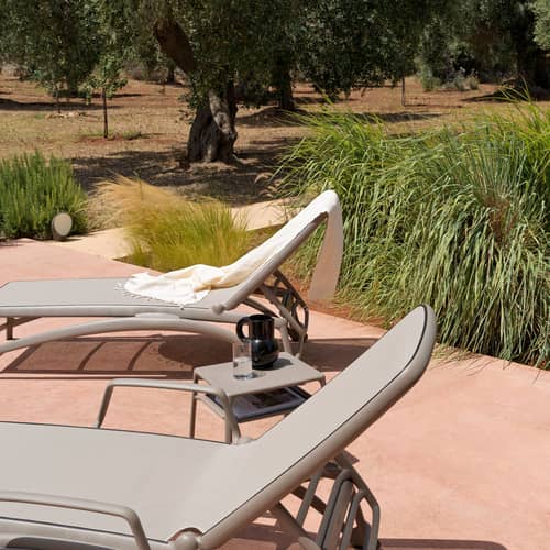 Transat inclinable à roulettes Atlantico beige - NARDI - Taupe / Toile taupe - Résine de fibre de verre, Toile outdoor