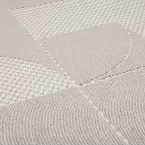 Außenteppich Carpretty Petit textil beige / 230 x 160 cm - Gewebtes Polypropylen - Fatboy - Jigsaw / Crème & blanc - Gewebtes Polypropylen