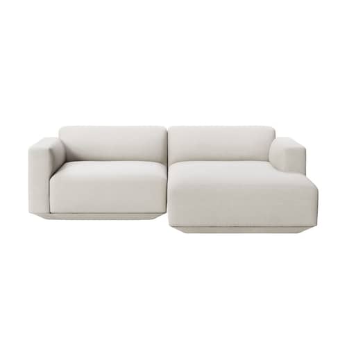 Canapé d\'angle Develius B tissu beige / 3 places - L 220 cm / Dormeuse droite - &tradition - Pierre (tissu Linara Stone 266) - Bois, Mousse HR, Tissu