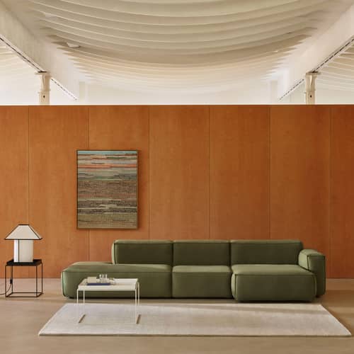 Canapé d\'angle Mags Soft Low Armrest n°4 gris / 3 places -  L 331 cm/ Accoudoir droite - Hay - Accoudoir droite / Gris (tissu Hallingdal 130) - Contreplaqué, Mousse polyuréthane HR, Tissu
