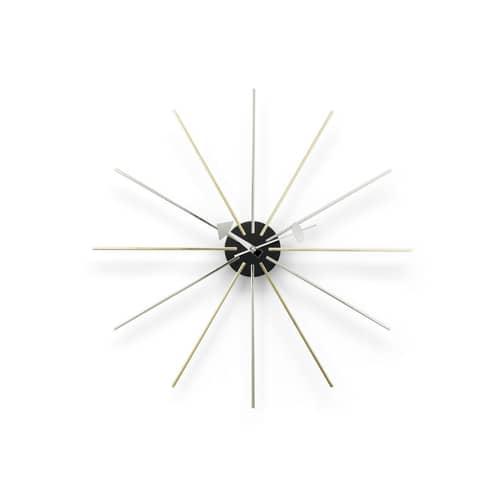 Star Clock Clock gold silver metal / By George Nelson, 1948-1960 / Ø 61 cm - Vitra - Chrome, brass & black - Metal