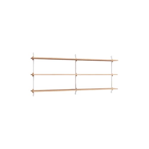 Étagère Wall Shelving – ws.65.2 bois naturel / L 162 x H 65 cm x Prof. 17,5 cm - MOEBE - Chêne naturel / Blanc - Acier, MDF placage chêne