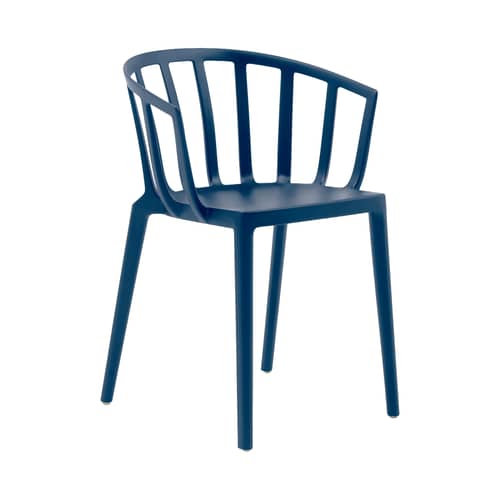 Fauteuil empilable Venice plastique bleu - Kartell - Bleu mat - Technopolymère thermoplastique recyclé