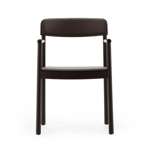 Fauteuil rembourré Timb cuir marron - Normann Copenhagen - Cuir chocolat / Frêne marron - Contreplaqué de frêne, Cuir, Frêne massif, Mousse