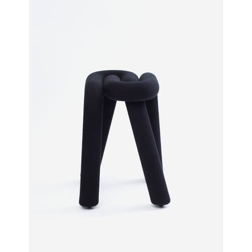 Gepolsterter Hocker Bold textil schwarz / Gepolstert - Moustache - Schwarz - Gewebe, Polyurethan-Schaum, Stahl
