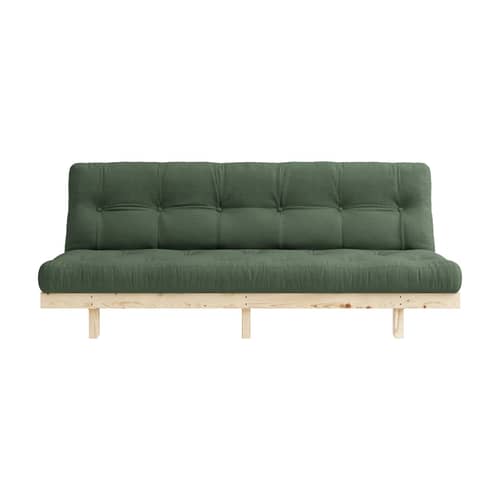 Schlafcouch Lean holz grün / L 200 cm - KARUP - Olivgrün 756 / Pinie - FSC-zertifiziertes Massivholz Kiefer, Gewebe, Recycelte Mischfasern, Schaumstoff