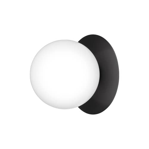 Outdoor-Wandleuchte Liila 1 OUTDOOR metall schwarz / Deckenleuchte - NUURA - Opalinweiß / Schwarz - mundgeblasenes Glas, Thermolackiertes Aluminium