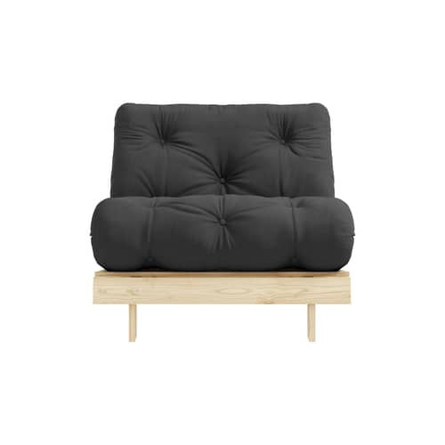 Fauteuil convertible Roots / Dormeuse & lit d\'appoint - 3 positions / Structure pin clair - KARUP DESIGN - Gris foncé 734 / Pin clair - Fibres recyclées mélangées, Mousse, Pin massif certifié FSC, Tissu