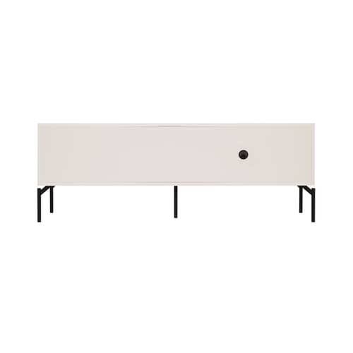 Meuble TV Met bois gris / L 160 x H 60 cm - NOO.MA - Gris amande - Acier, Mélamine, Verre texturé