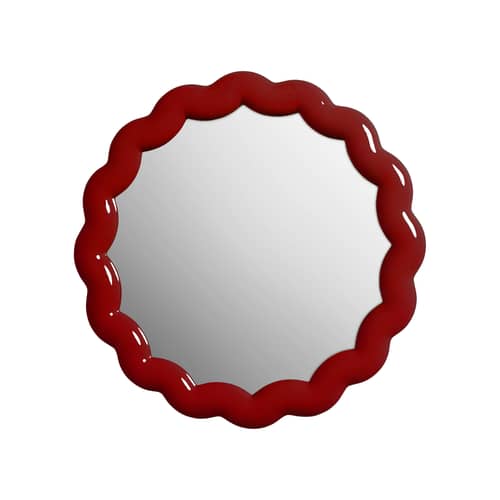 Miroir mural Zigzag plastique rouge / Ø 40.5 cm - Polyrésine - & klevering - Ø 40.5 cm / Bordeaux - Polyrésine, Verre
