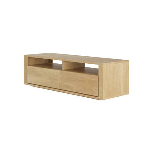 Mobile TV Shadow legno naturale / L 140 x P 46 x H 42 cm - 2 cassetti - Ethnicraft - Rovere - Massello di quercia oliato