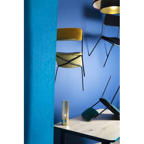 Double jeu Padded chair textile yellow black / Velvet - Maison Sarah Lavoine - Ochre / Black - Foam, Lacquered steel, Velvet, Wood