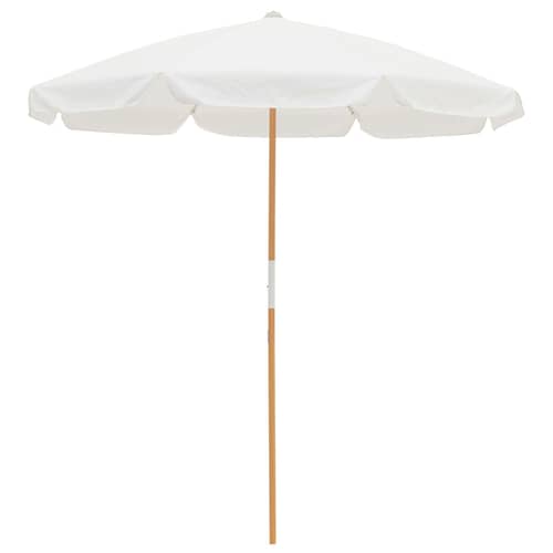 Parasol The Amalfi blanc / Ø 230 cm - BUSINESS & PLEASURE - Uni blanc / Antique - Aluminium, Bois lamellé-collé de récupération, Fibre de verre, Toile outdoor