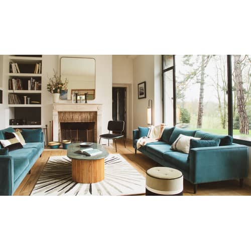 Pouf Léo Small / Ø 42 x H 40 cm - Velours - Maison Sarah Lavoine - Amande (velours) - Bois, Mousse, Velours