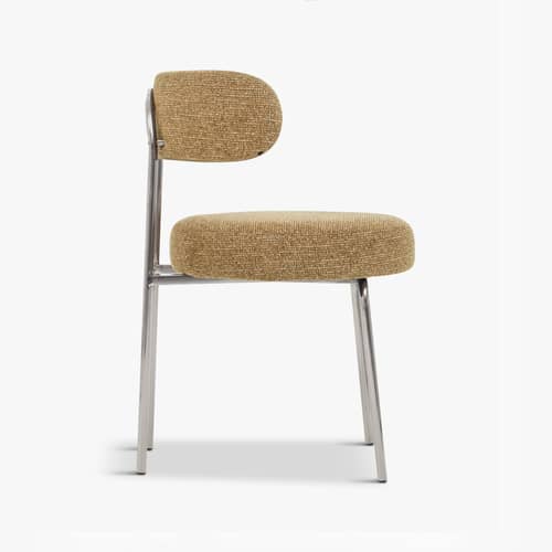Sedia imbottita Vittoria tessuto marrone - NV GALLERY - Marrone - Acciaio inox cromato, Schiuma ad alta densità, Tissu Tweed