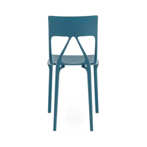 Sedia impilabile A.I. Lite materiale plastico blu / Progettato dall\'intelligenza artificiale - Riciclato - Kartell - Blu petrolio - PMMA riciclato