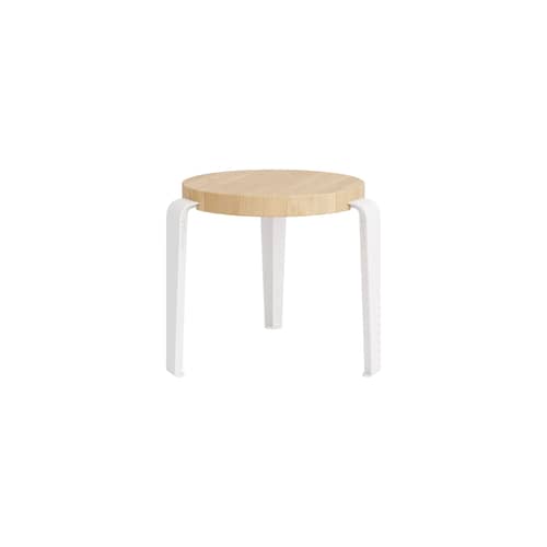 Sgabello bimbi Mini Lou legno bianco / H 30 cm - TIPTOE - Rovere / Piede Bianco Crema - Acciaio termolaccato, Rovere massello eco-certificato