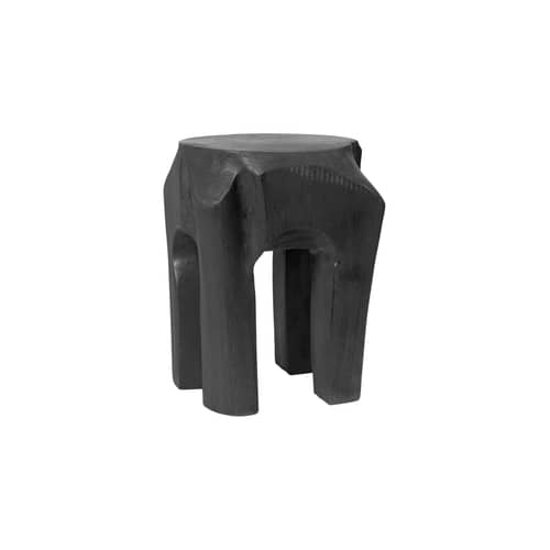 Root Stool wood black / Hand-carved teak root - Ferm Living - Black - Teak