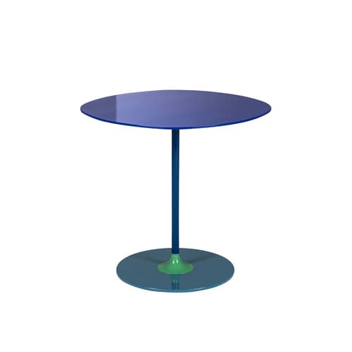 Tavolino d\'appoggio Thierry vetro blu / 45 x 45 x H 45 cm - Vetro - Kartell - Blu - Acciaio verniciato, Vetro temprato