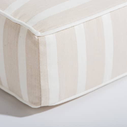 Transat inclinable à roulettes Al Fresco métal / Matelas inclus - Tablette latérale pivotante - BUSINESS & PLEASURE - Coussin Monaco (rayé beige) - Acier, Mousse, Tissu outdoor Pleasuretex®