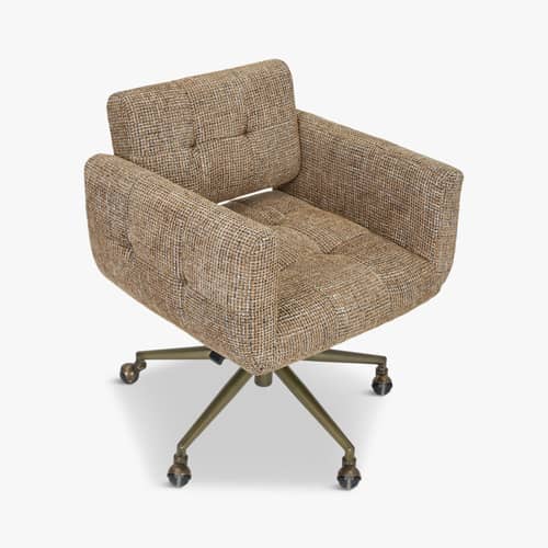 Bürosessel Valeria textil braun - NV GALLERY - Karamellfarbener Tweed / Messing Gebürstet - Eisen, High Density-Schaum, Tissu Tweed