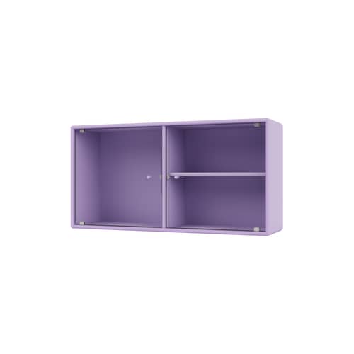 Rangement mural Ripple I bois violet / Vitrine - L 69,6 x P 20 x H 35,4 cm / Verre ondulé - MONTANA - Iris 164 - MDF laqué, Verre ondulé
