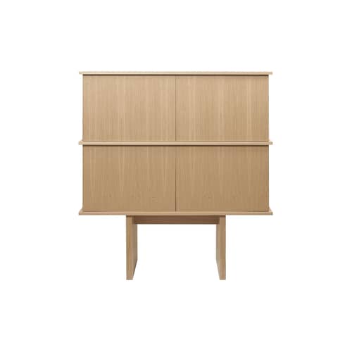 Buffet haut Stilt Double / L 100 x H 109 cm - Ferm Living - Chêne naturel - MDF plaqué chêne