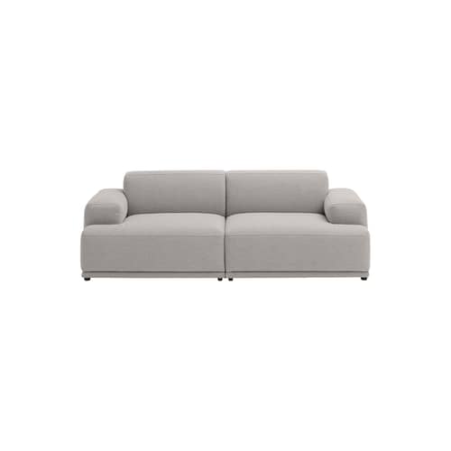 Canapé droit Connect Soft / Configuration 1 / L 207 cm - Muuto - Gris (tissu Clay 12) -  Ouate, Bois, Mousse, Tissu Kvadrat