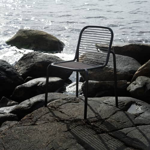 Chaise empilable Vig métal noir - Normann Copenhagen - Noir - Acier thermolaqué