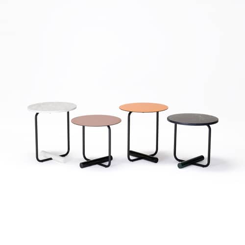 ToTo Coffee table leather brown / Ø 45 x H 42 cm - Saddle leather - Zanotta - Leather / Brown - Lacquered beechwood, Leather, Steel