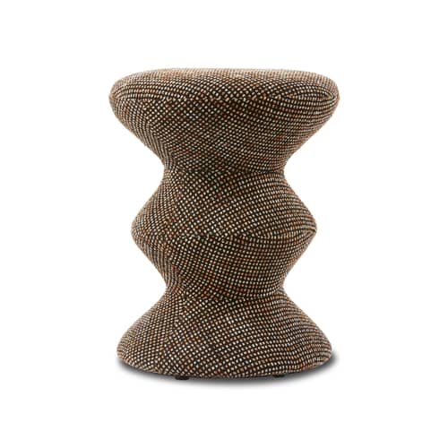 Gepolsterter Hocker Zig Zag Soft textil braun - Pols Potten - Dunkelbraun - Gewebe, Holz, Schaumstoff