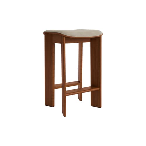 Chisel 30 Low High stool textile beige / Height: 65 cm - Fabric upholstery - Hay - Beige fabric (Linara 216) / Walnut - Fabric, Foam, Lacquered Walnut Veneer