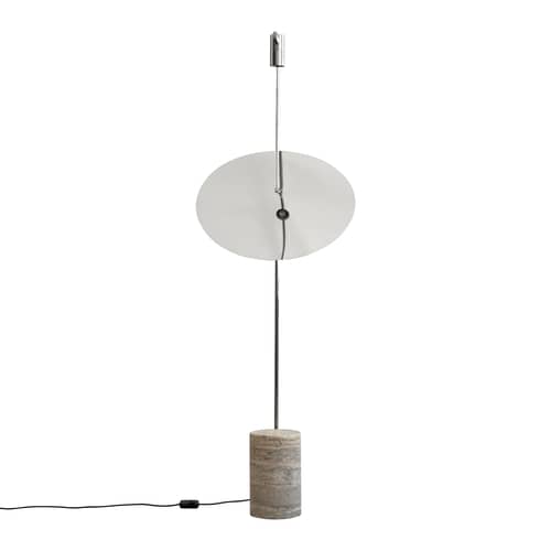 Lampadaire The Moon - 101 COPENHAGEN - Chromé / Travertin beige - Aluminium chromé, Travertin
