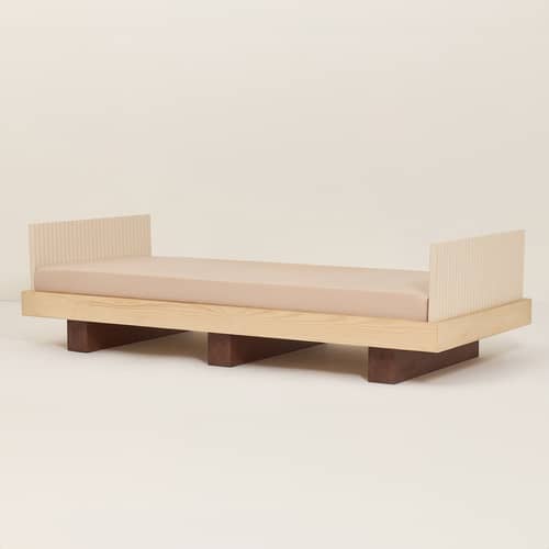 Letto bimbi Heju X Nobodinoz legno naturale / 76 x 166 cm - NOBODINOZ - Legno chiaro e scuro / Beige - , Legno massello di hevea