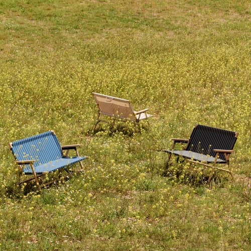 Gartensofa 2-Sitzer Outdoor Market textil blau / B 117 cm - Jasper Morrison - Hay - Blau - FSC-zertifizierte Buche, Recyceltes Polyestergewebe