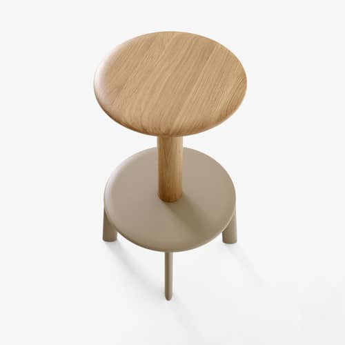 Sgabello alto girevole Massif AV39 legno naturale / H 65 cm - &tradition - Rovere / Base Beige - Acciaio termolaccato, Rovere massello