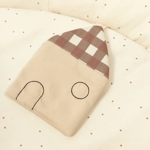 Spielteppich Playground textil beige / Ø 100 cm - NOBODINOZ - Sweet Home / Naturfarben mit Punkten - Organische Baumwolle, Polyester (OEKO-TEX® zertifiziert)