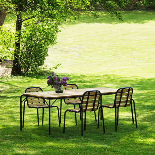Vig Wood Stacking chair natural wood - Normann Copenhagen - Black / Wood - Oiled robinia wood, Powder coated steel