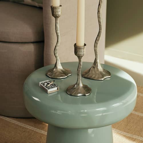 Table d\'appoint Jelly métal vert / Ø 36 x H 36 cm - BROSTE COPENHAGEN - Vert sauge - Fer émaillé