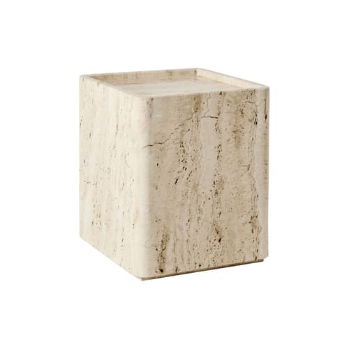 Table d\'appoint Pietra / 33 x 33 x H 40 cm - Travertin - Gubi - Blanc neutre - Travertin