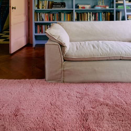 Tapis Fluffy rose / 150 x 240 cm - Laine tissée main - HK LIVING - Rose - Laine