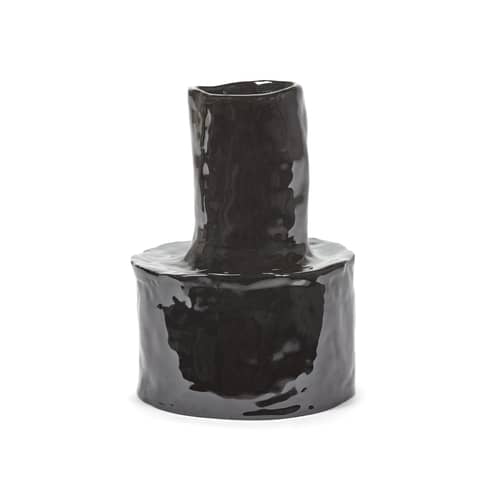 Héléna 5 Vase ceramic black / Ø 14 x H 19 cm - Mini - Serax - No. 5 / Dark brown - Sandstone