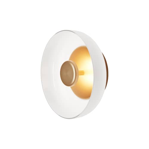 Blossi LED Wall light glass white / Ø 23 cm - NUURA - Opal white / Brass - Metal, Mouth blown glass