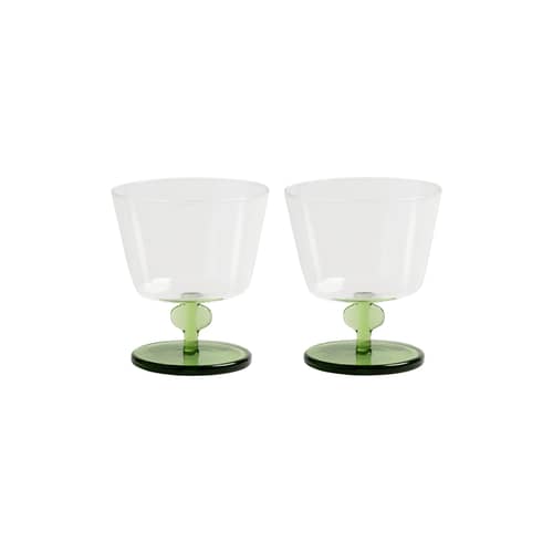Bicchiere a piede Petal vetro verde / Set di 2 - & klevering - Verde - Vetro borosilicato