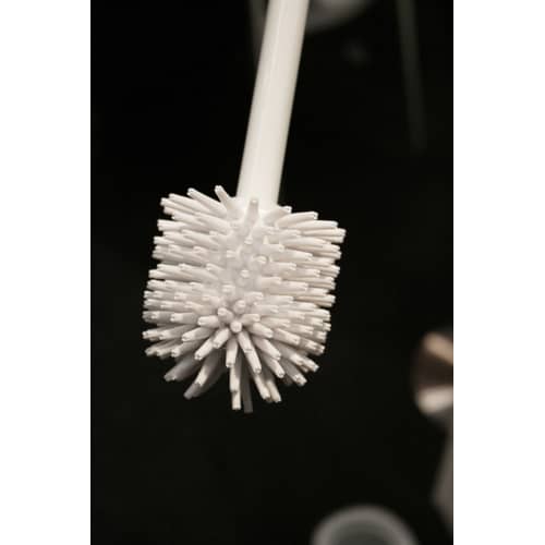 Brosse WC Birillo plastique blanc métal - Alessi - Acier & blanc - Acier inoxydable, PMMA