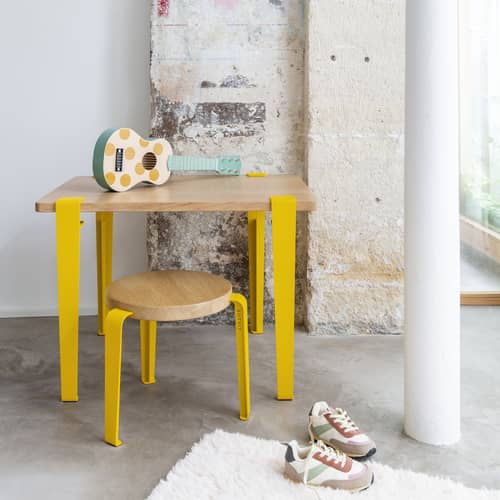 Bureau enfant / 70 x 50 cm - Chêne - TIPTOE - Chêne / Pieds Jaune Soleil - Acier thermolaqué, Chêne massif éco-certifié