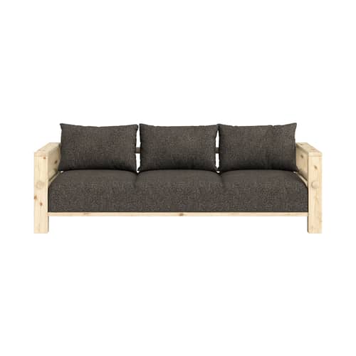 Canapé convertible Bare / Lit 1 place - L 225 cm - KARUP - Brun doux (642) / Pin brut (100) - Mousse haute résilience, Pin massif, Polyester