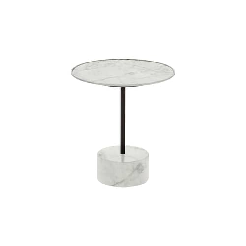 9 Coffee table stone white / Ø 40 x H 49 cm - Piero Lissoni, 2014 - CASSINA - White marble / Charcoal grey - Marble, Steel
