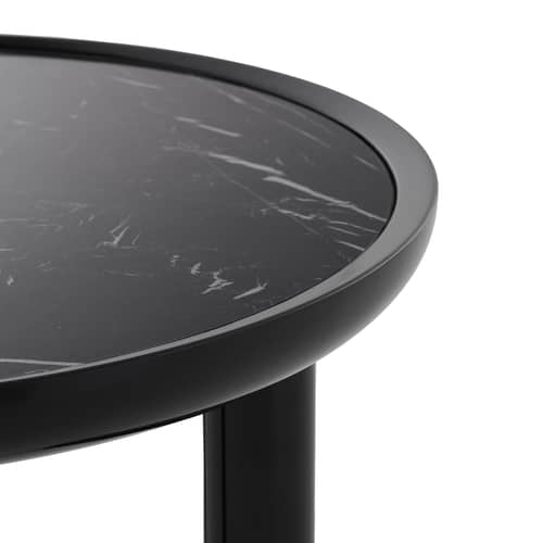 Couchtisch K-TOP keramik schwarz / Ø 60 x H 50 cm - Tablett aus Sandstein mit Marmoreffekt - Kartell - Marmor, schwarz / Schwarz Effekt - massive Buche, Sandstein mit Marmoreffekt